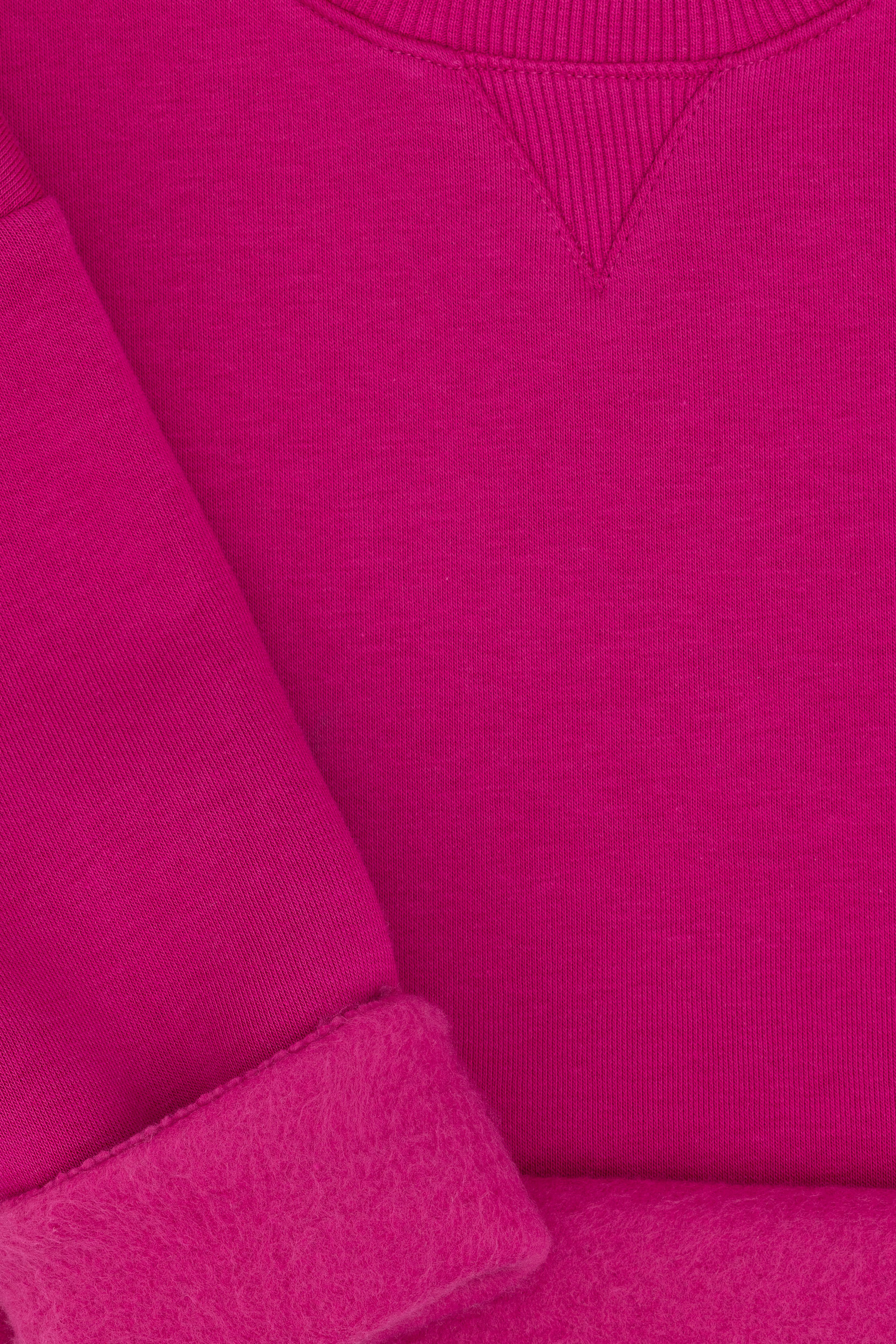 Kız Çocuk Fuşya Şardonlu Bisiklet Yaka Basic Sweatshirt - Image 6