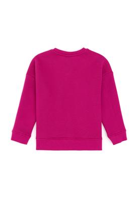 Kız Çocuk Fuşya Şardonlu Bisiklet Yaka Basic Sweatshirt - 50297451038