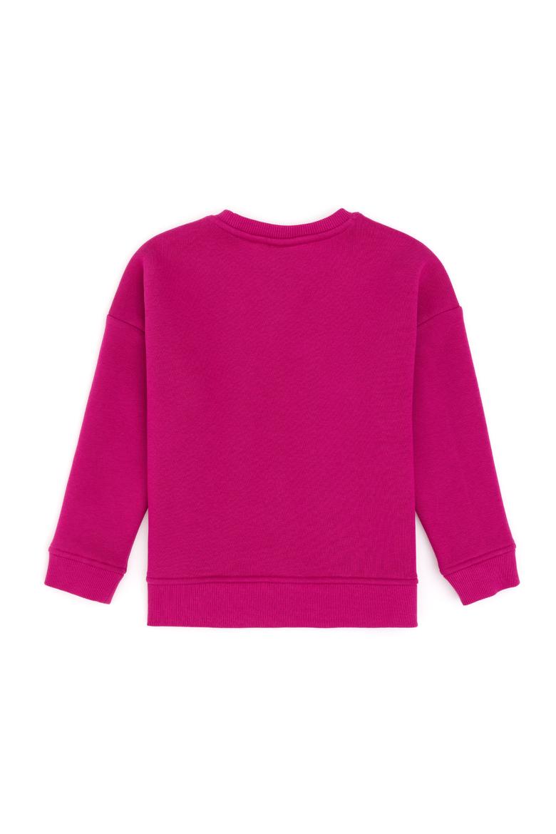 Kız Çocuk Fuşya Şardonlu Bisiklet Yaka Basic Sweatshirt - 50297451038