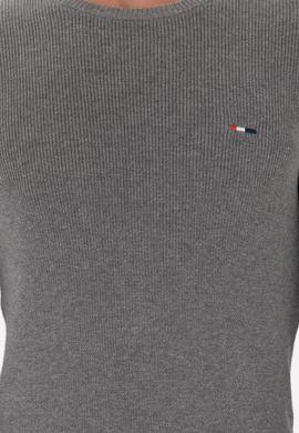 Erkek Slim Fit Bisiklet Yaka Gri Melanj Basic Kazak - 50298282065