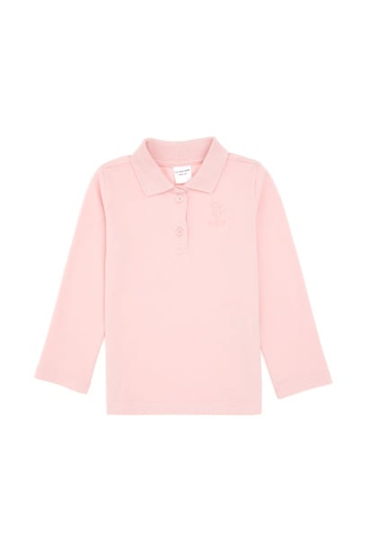 Kız Bebek Toz Pembe Polo Yaka Sweatshirt