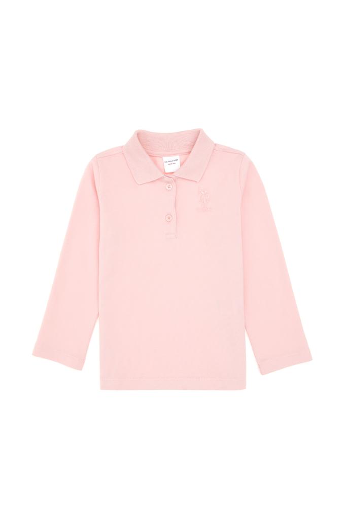 Kız Bebek Toz Pembe Polo Yaka Sweatshirt
