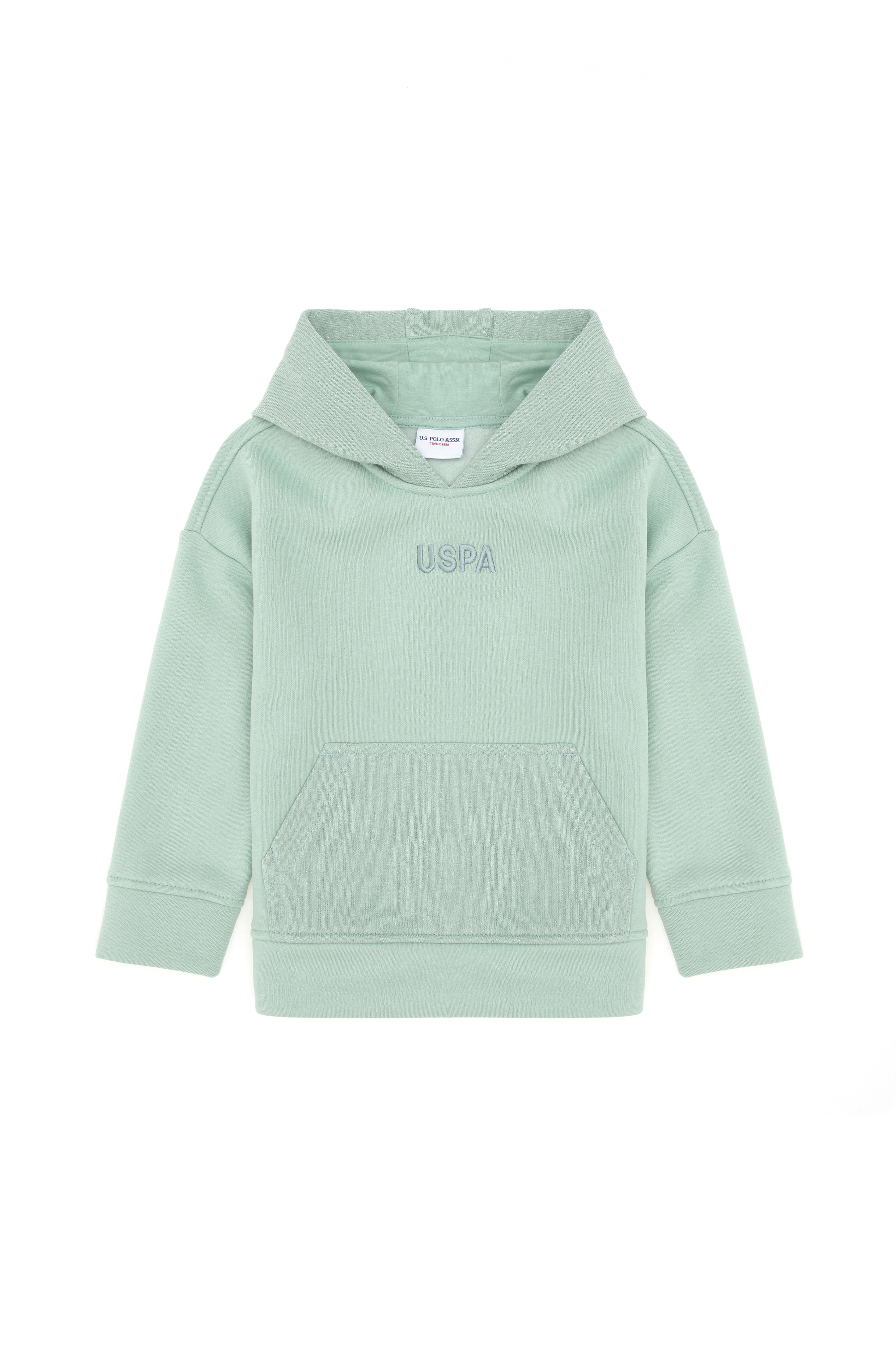 Kız Çocuk Su Yeşili Kapüşonlu Sweatshirt