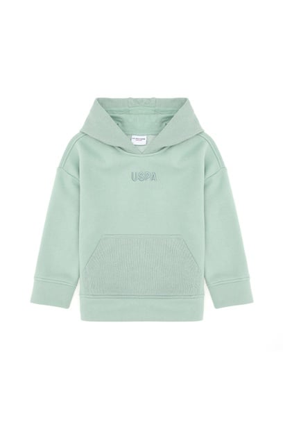 Kız Çocuk Su Yeşili Kapüşonlu Sweatshirt