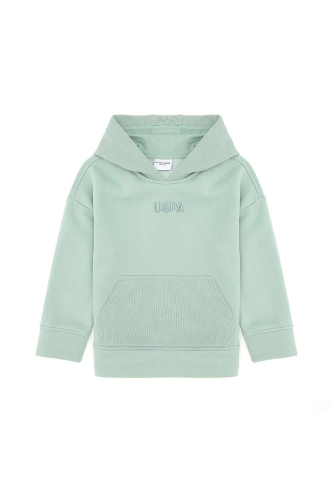 Kız Çocuk Su Yeşili Kapüşonlu Sweatshirt