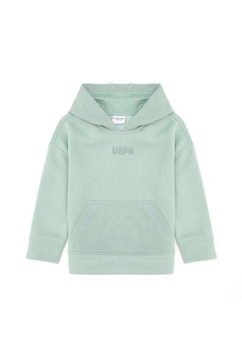 Kız Çocuk Su Yeşili Kapüşonlu Sweatshirt