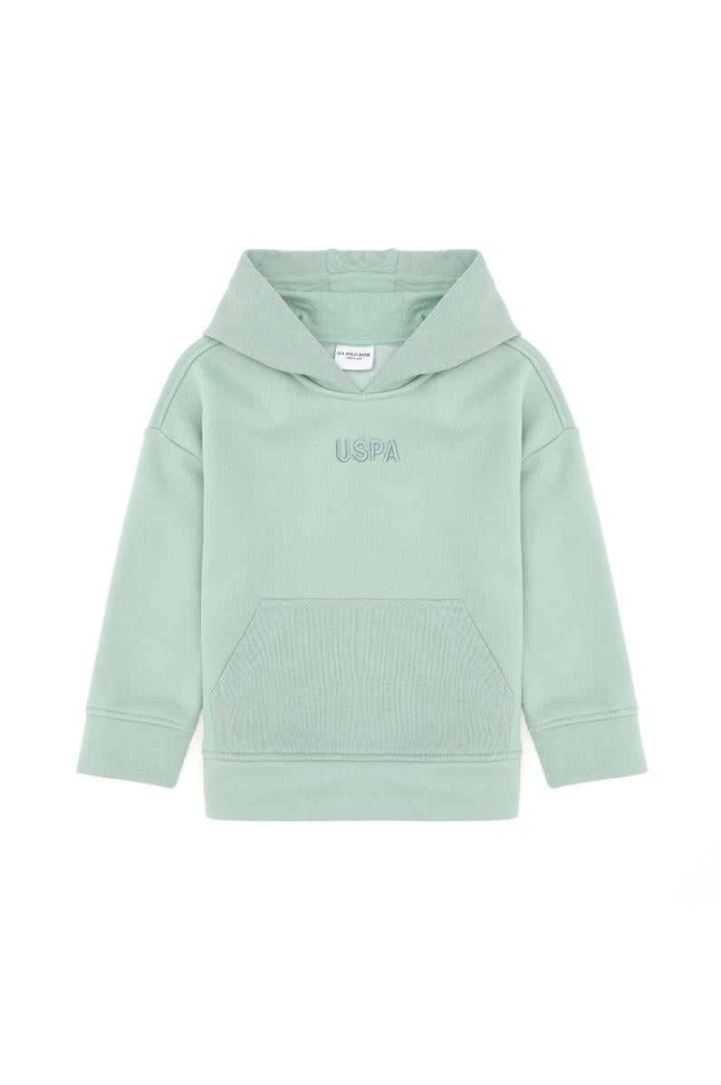 Kız Çocuk Su Yeşili Kapüşonlu Sweatshirt
