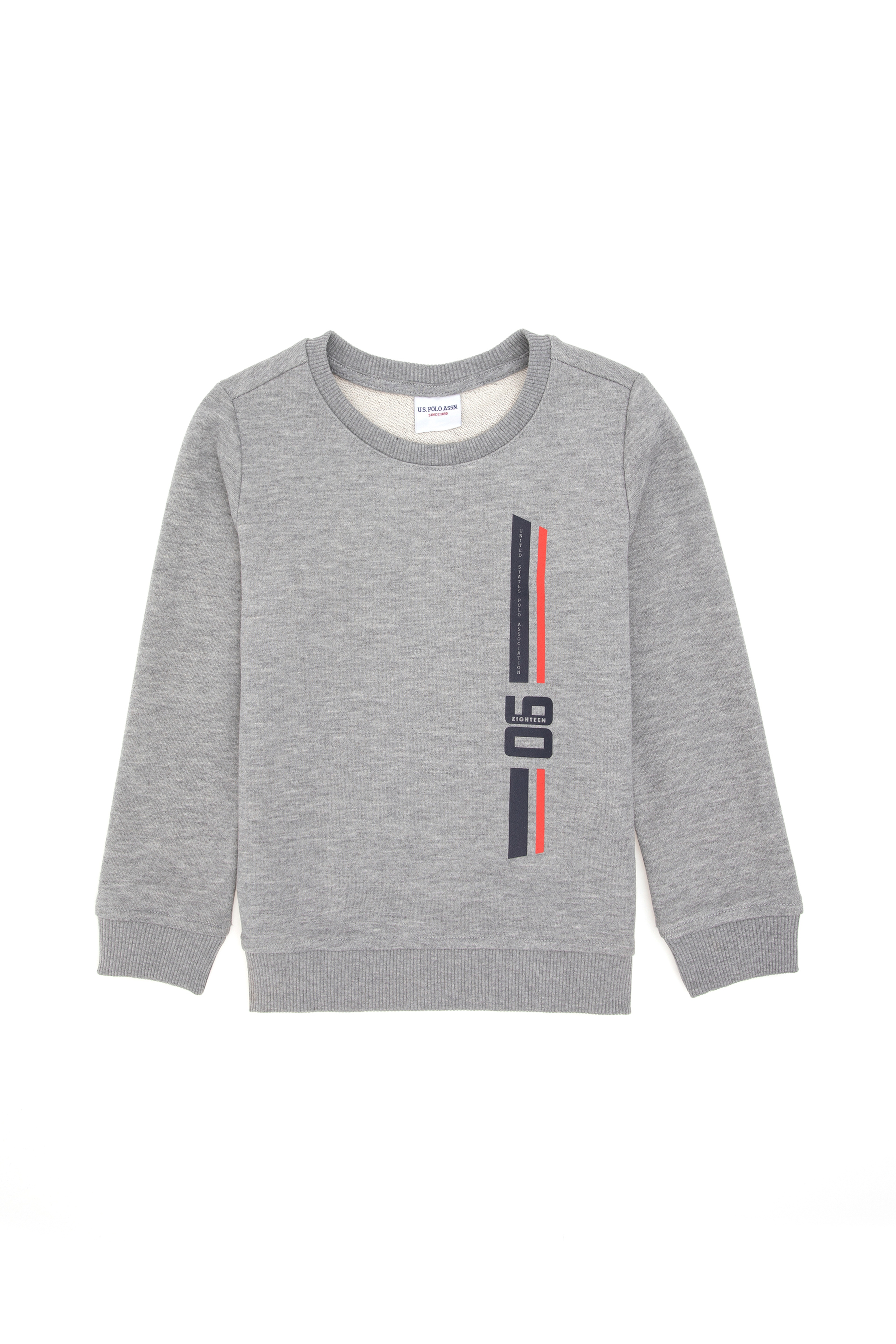 Erkek Çocuk Gri Melanj Basic Bisiklet Yaka Sweatshirt - Image 1