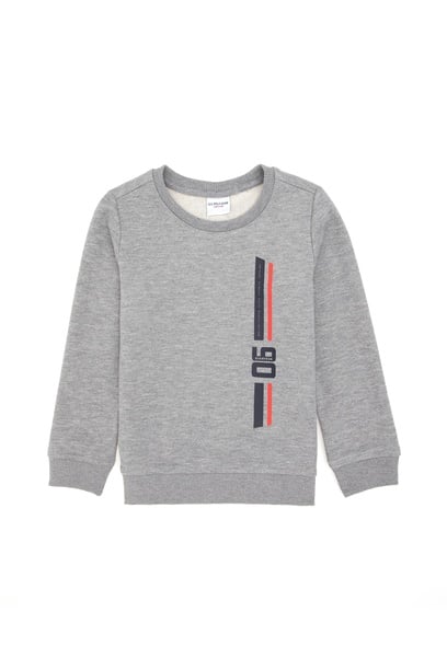 Erkek Çocuk Gri Melanj Basic Bisiklet Yaka Sweatshirt