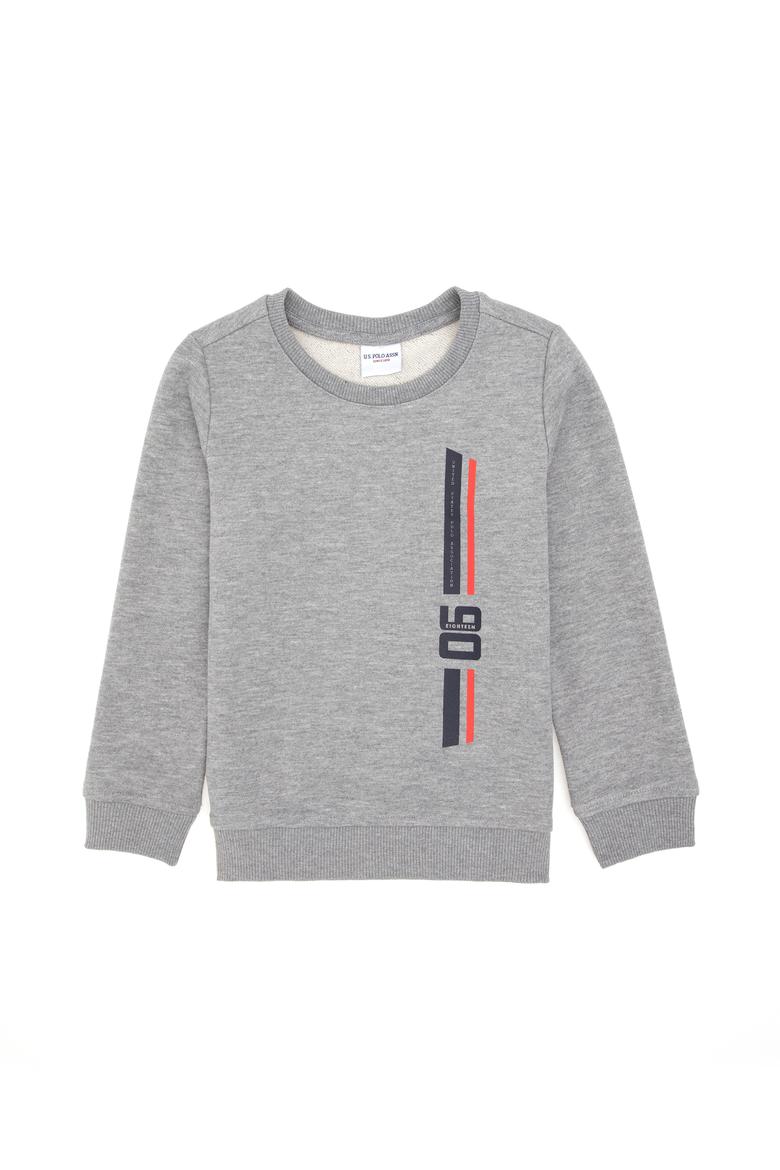 Erkek Çocuk Gri Melanj Basic Bisiklet Yaka Sweatshirt