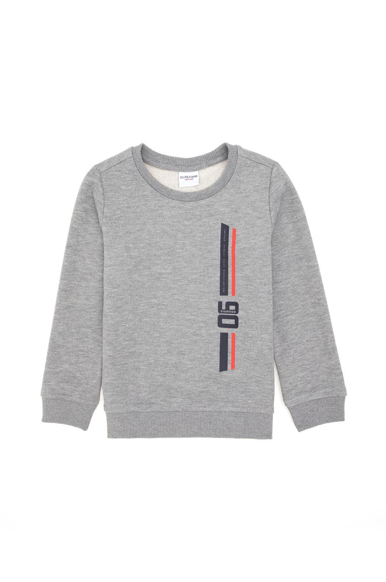 Erkek Çocuk Gri Melanj Basic Bisiklet Yaka Sweatshirt