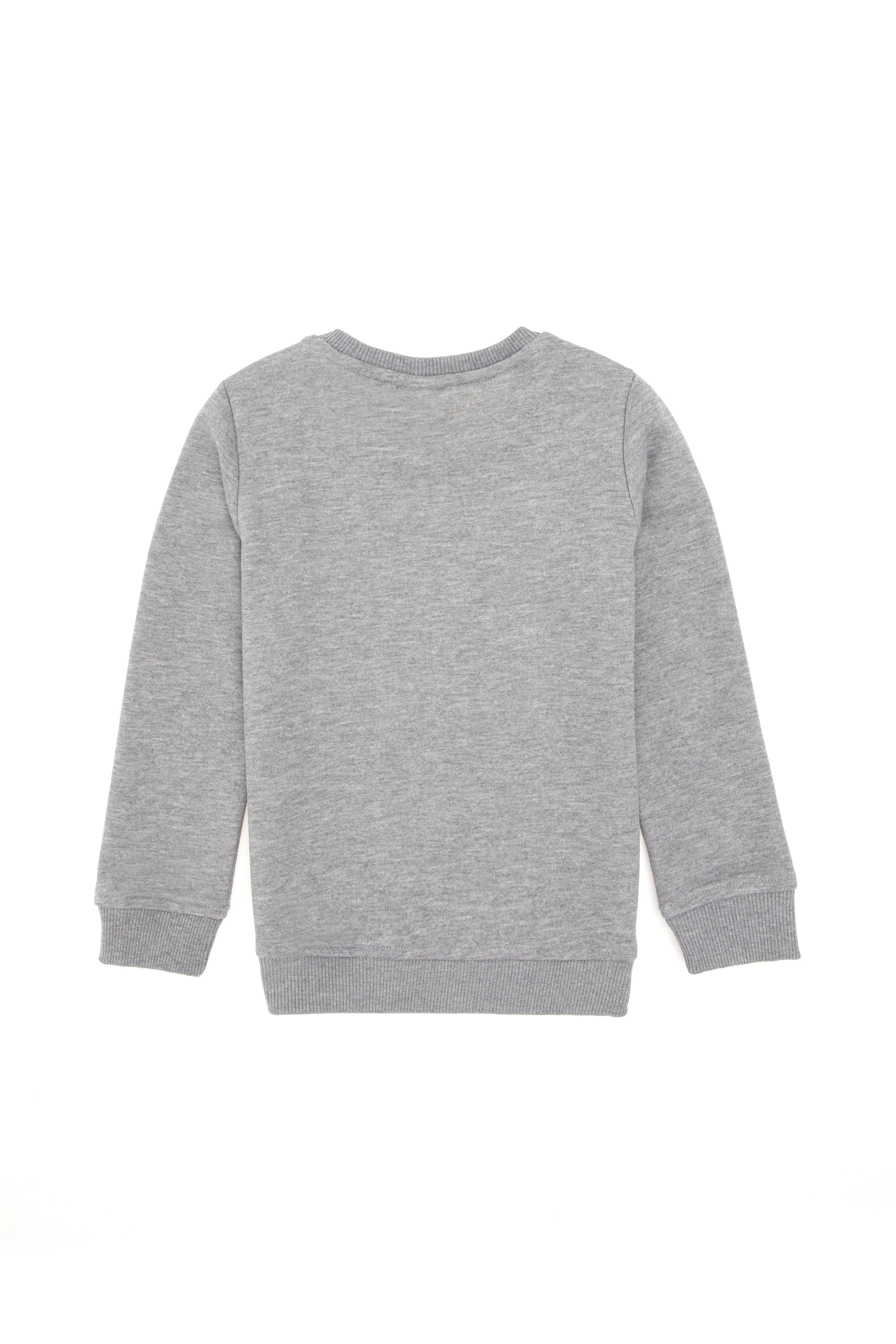 Erkek Çocuk Gri Melanj Basic Bisiklet Yaka Sweatshirt - Image 2