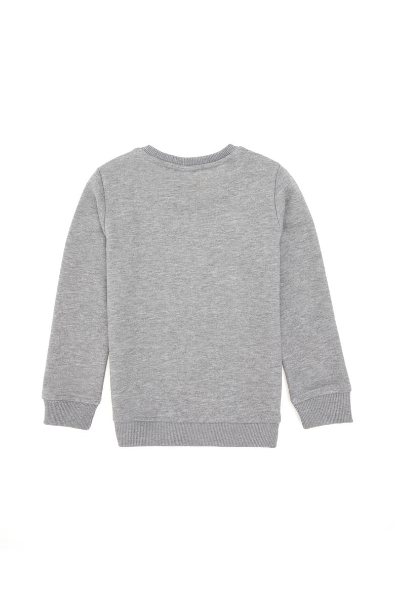 Erkek Çocuk Gri Melanj Basic Bisiklet Yaka Sweatshirt - 50293546008