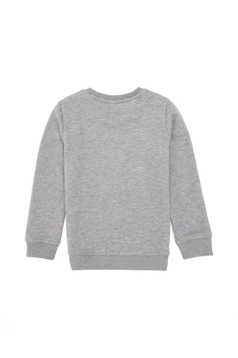 Erkek Çocuk Gri Melanj Basic Bisiklet Yaka Sweatshirt