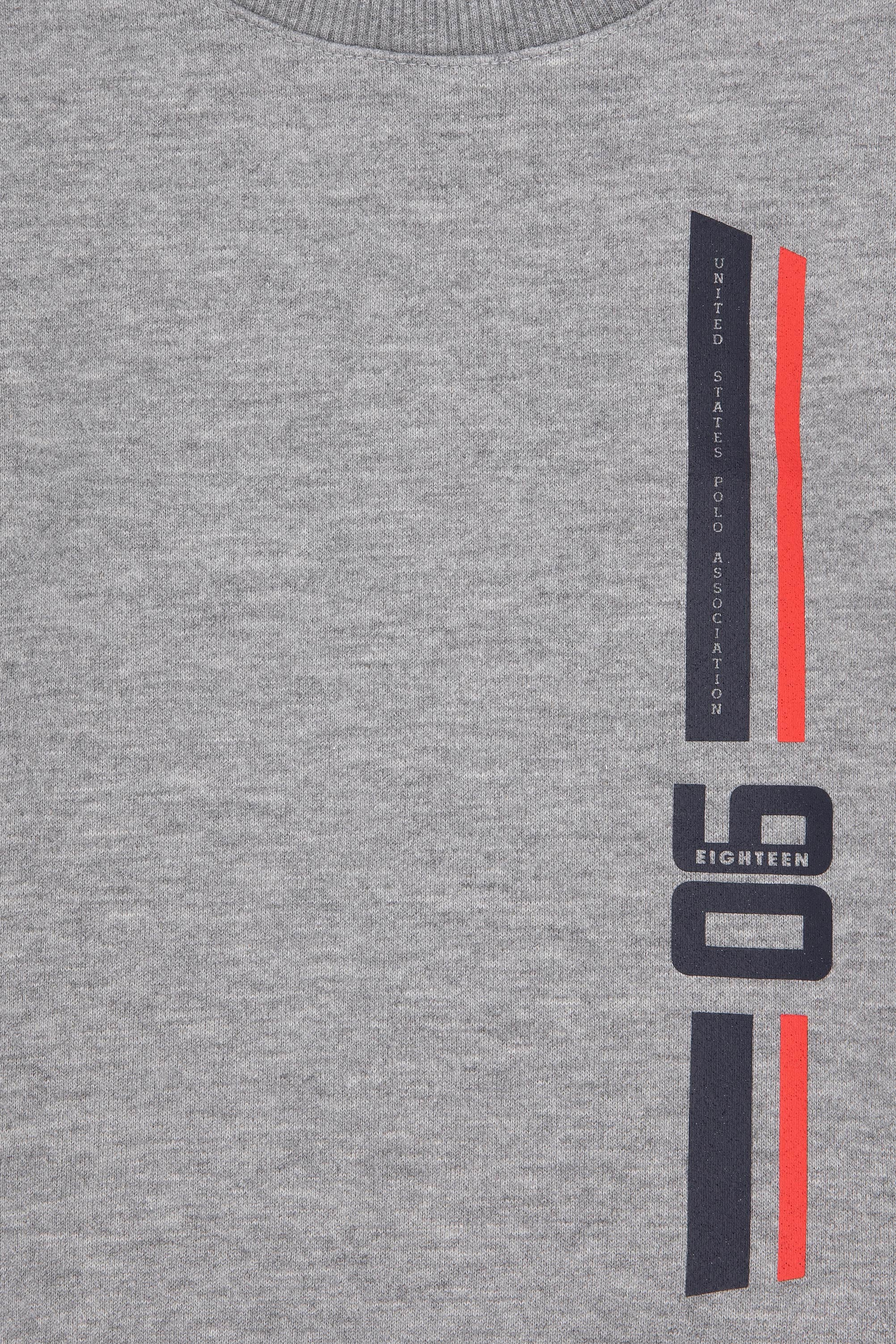 Erkek Çocuk Gri Melanj Basic Bisiklet Yaka Sweatshirt - Image 3