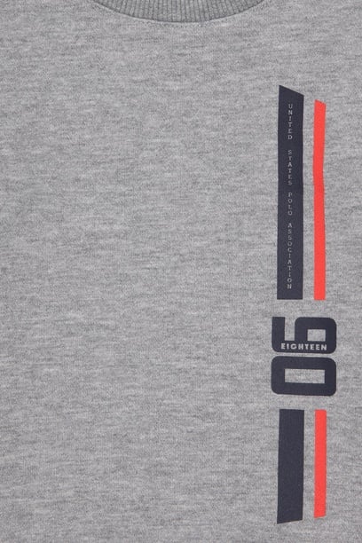 Erkek Çocuk Gri Melanj Basic Bisiklet Yaka Sweatshirt