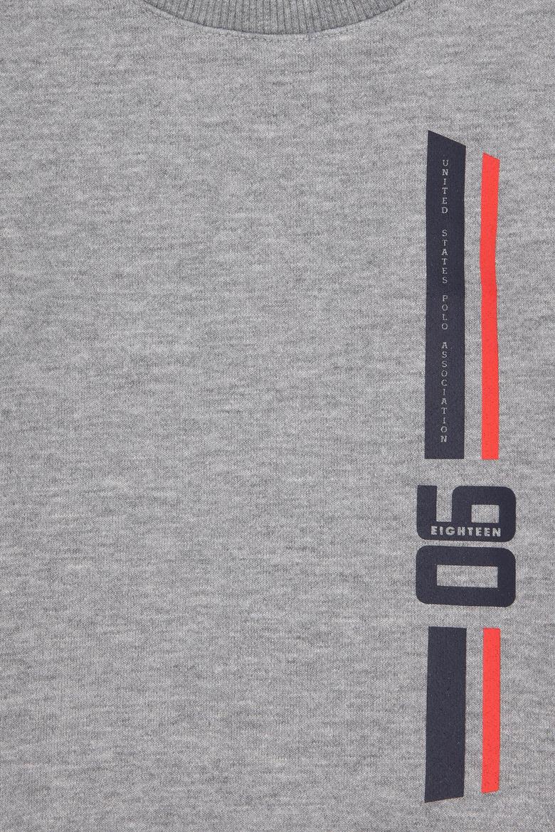 Erkek Çocuk Gri Melanj Basic Bisiklet Yaka Sweatshirt - 50293546008