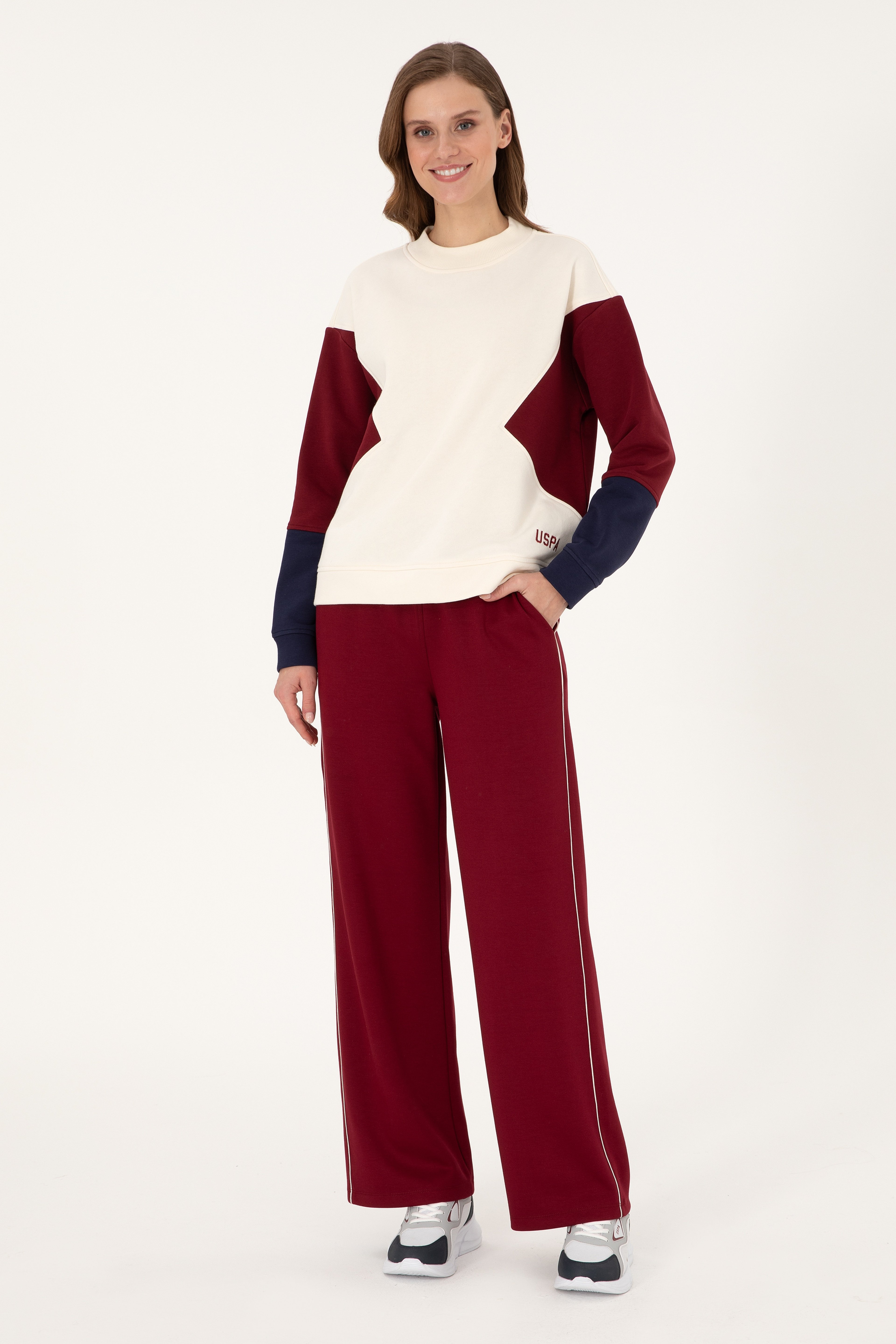 Kadın Bordo Loose Fit Eşofman Altı - Image 1
