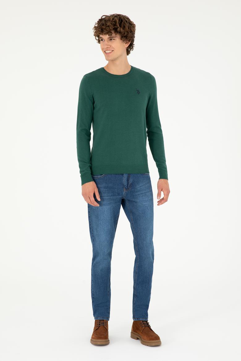 Erkek Koyu Yeşil Basic Kazak - 50293505090