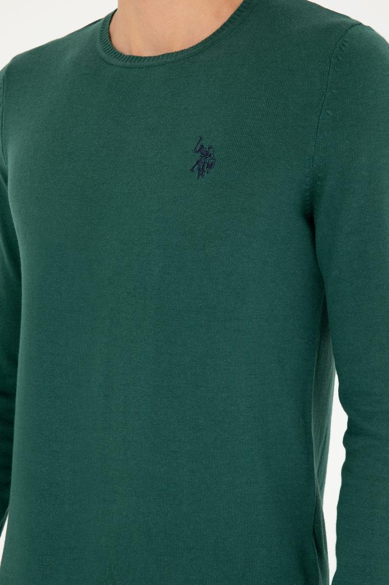 Erkek Koyu Yeşil Basic Kazak