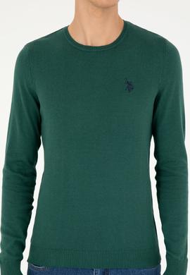 Erkek Koyu Yeşil Basic Kazak - 50293505090