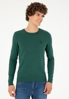 Erkek Koyu Yeşil Basic Kazak - 50293505090