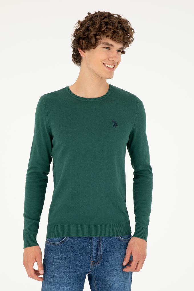 Erkek Koyu Yeşil Basic Kazak