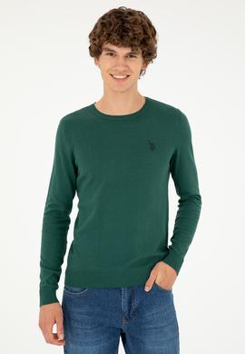 Erkek Koyu Yeşil Basic Kazak - 50293505090