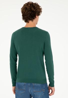 Erkek Koyu Yeşil Basic Kazak - 50293505090