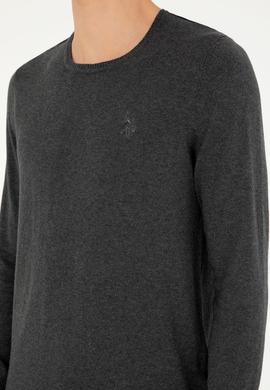 Erkek Antrasit Melanj Basic Kazak - 50293505056