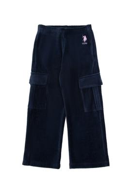 Kız Çocuk Lacivert Kadife Fitilli Cep Detaylı Eşofman Altı - 50272419018