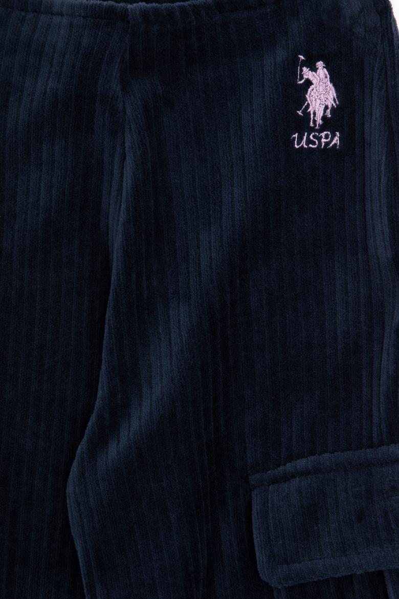 Kız Çocuk Lacivert Kadife Fitilli Cep Detaylı Eşofman Altı - 50272419018