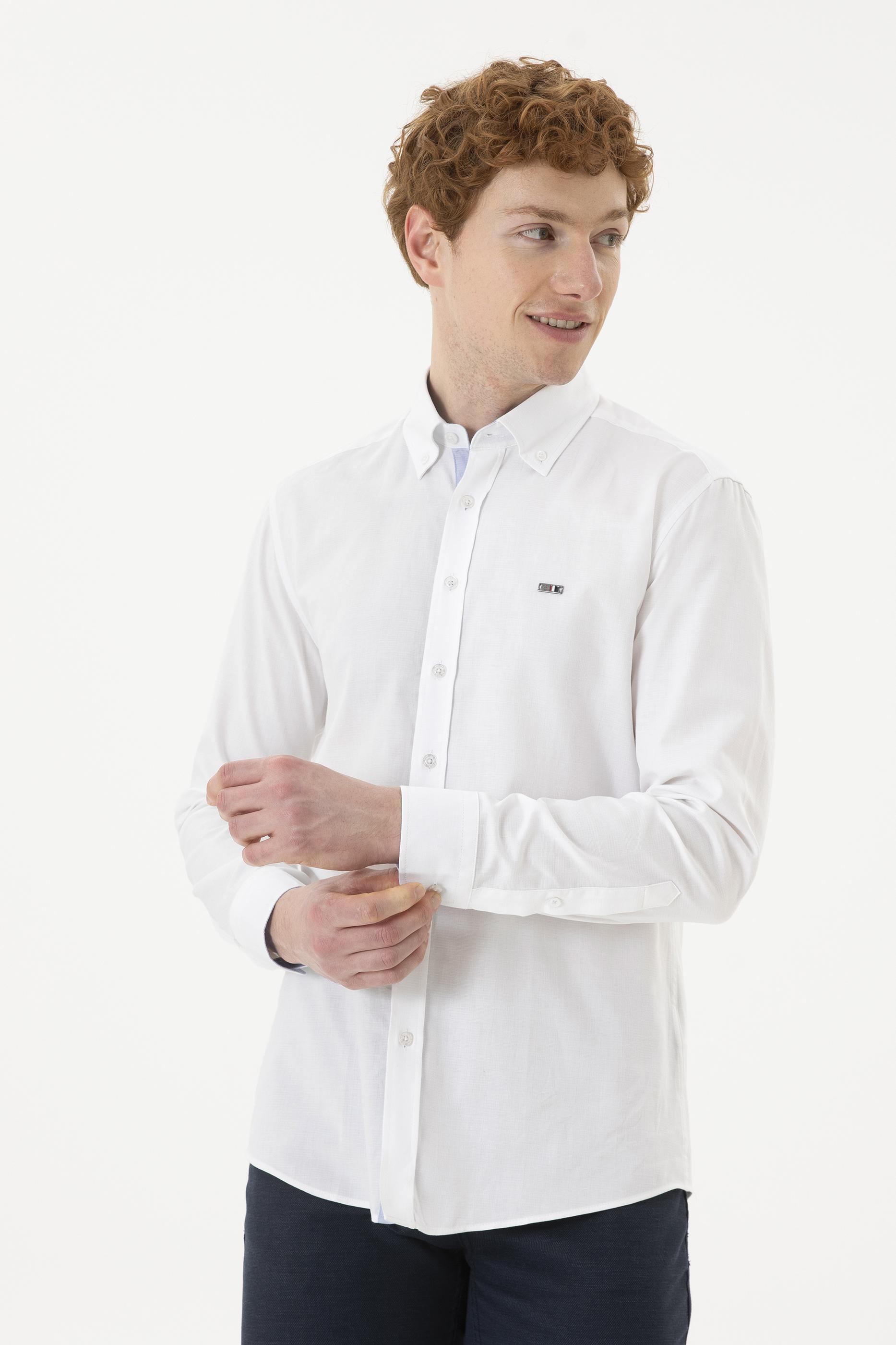 Erkek Beyaz Uzun Kollu Gömlek