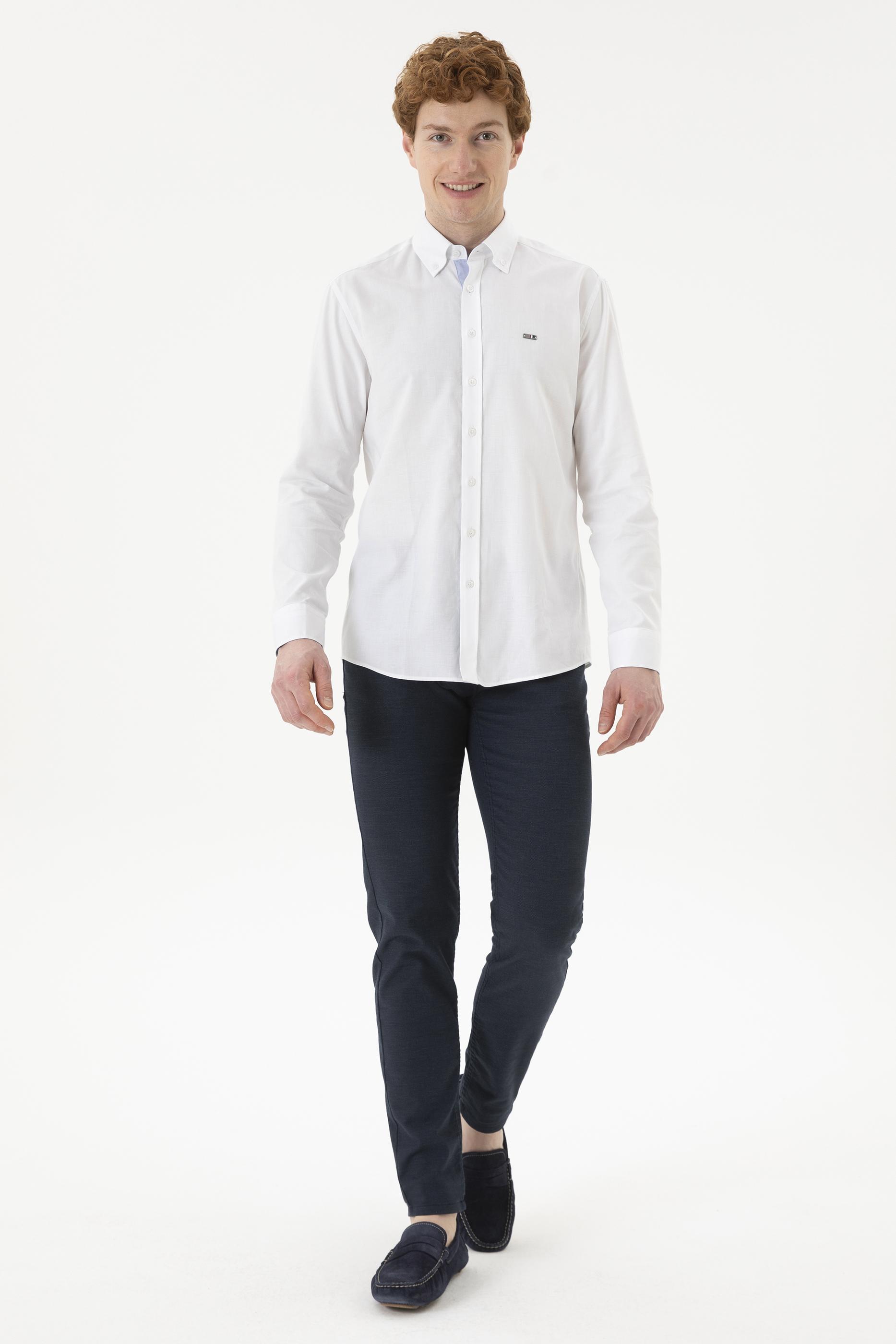 Erkek Beyaz Uzun Kollu Gömlek