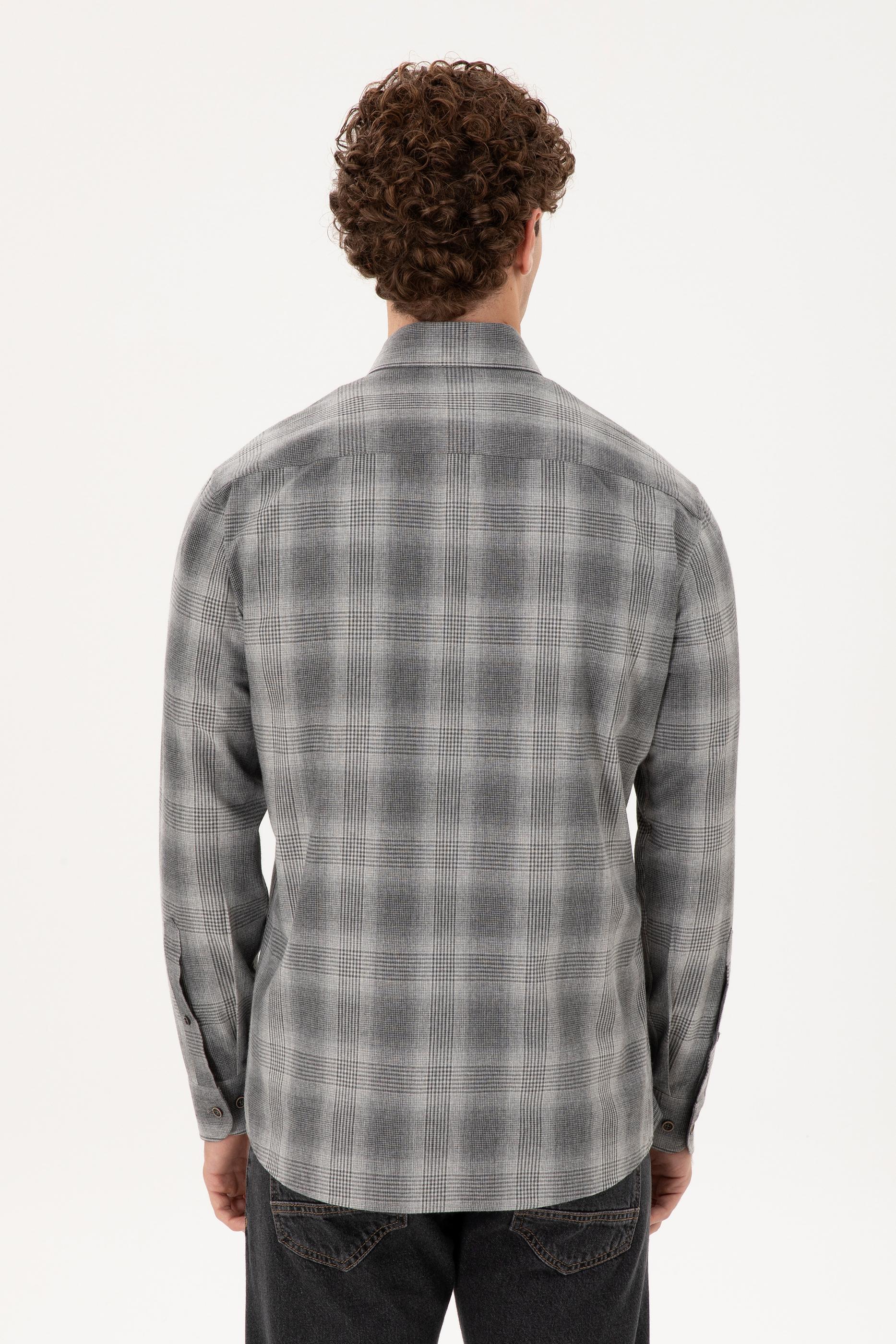 Erkek Gri Uzun Kollu Gömlek