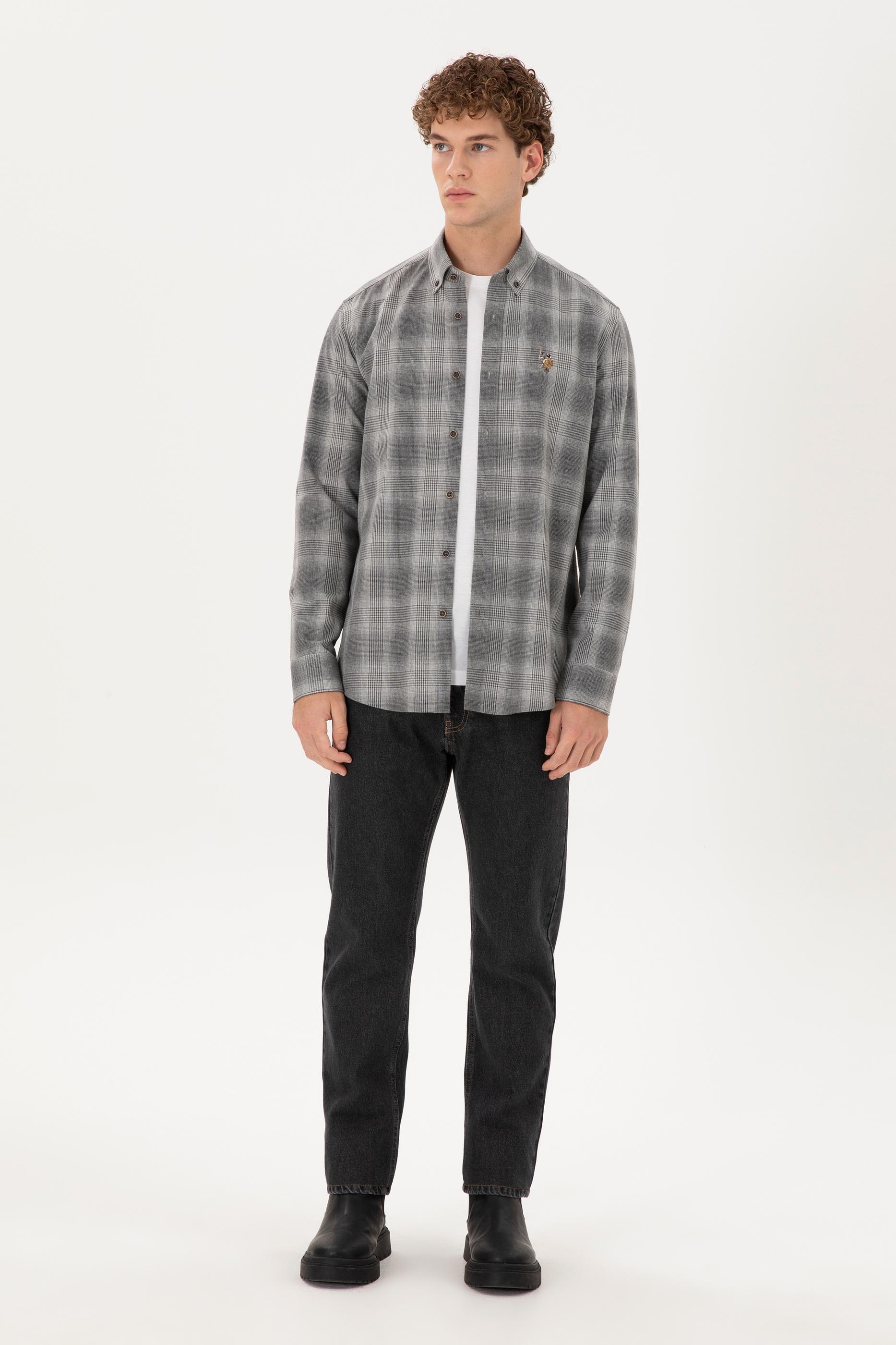 Erkek Gri Uzun Kollu Gömlek