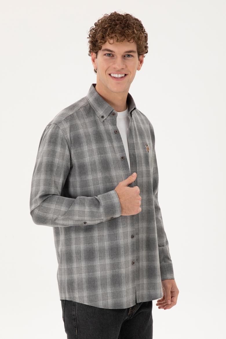 Erkek Gri Uzun Kollu Gömlek