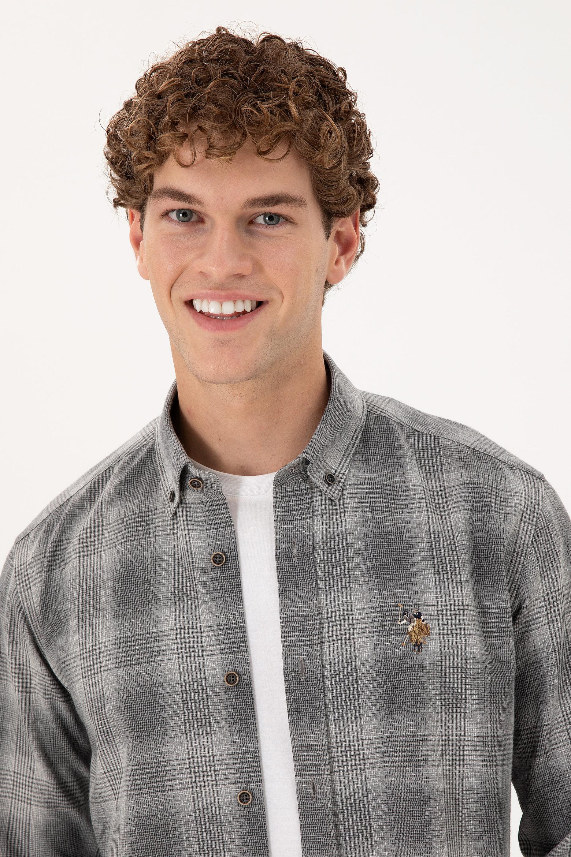 Erkek Gri Uzun Kollu Gömlek