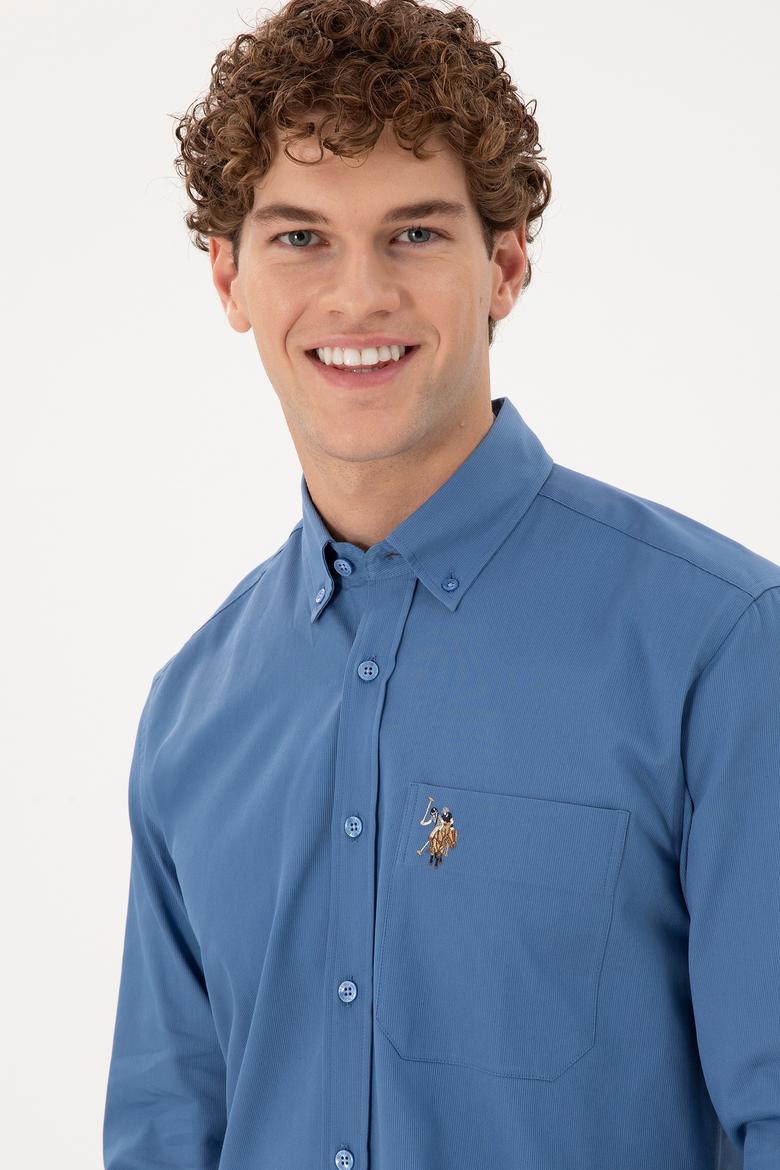 Erkek Saks Uzun Kollu Gömlek - 50291244016