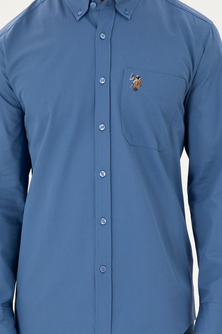 Erkek Saks Uzun Kollu Gömlek - 50291244016