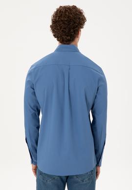 Erkek Saks Uzun Kollu Gömlek - 50291244016