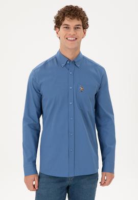 Erkek Saks Uzun Kollu Gömlek - 50291244016