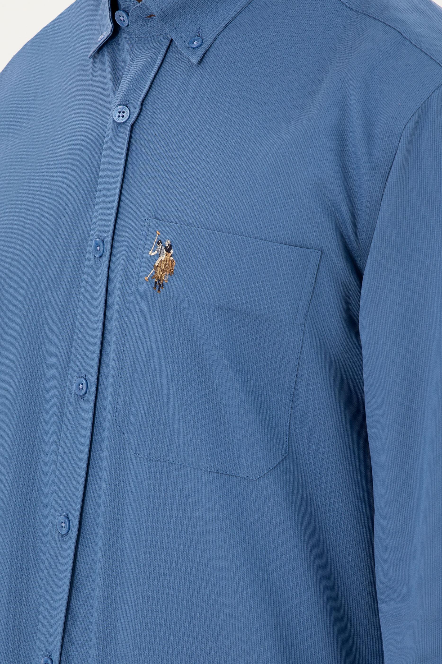 Erkek Saks Uzun Kollu Gömlek