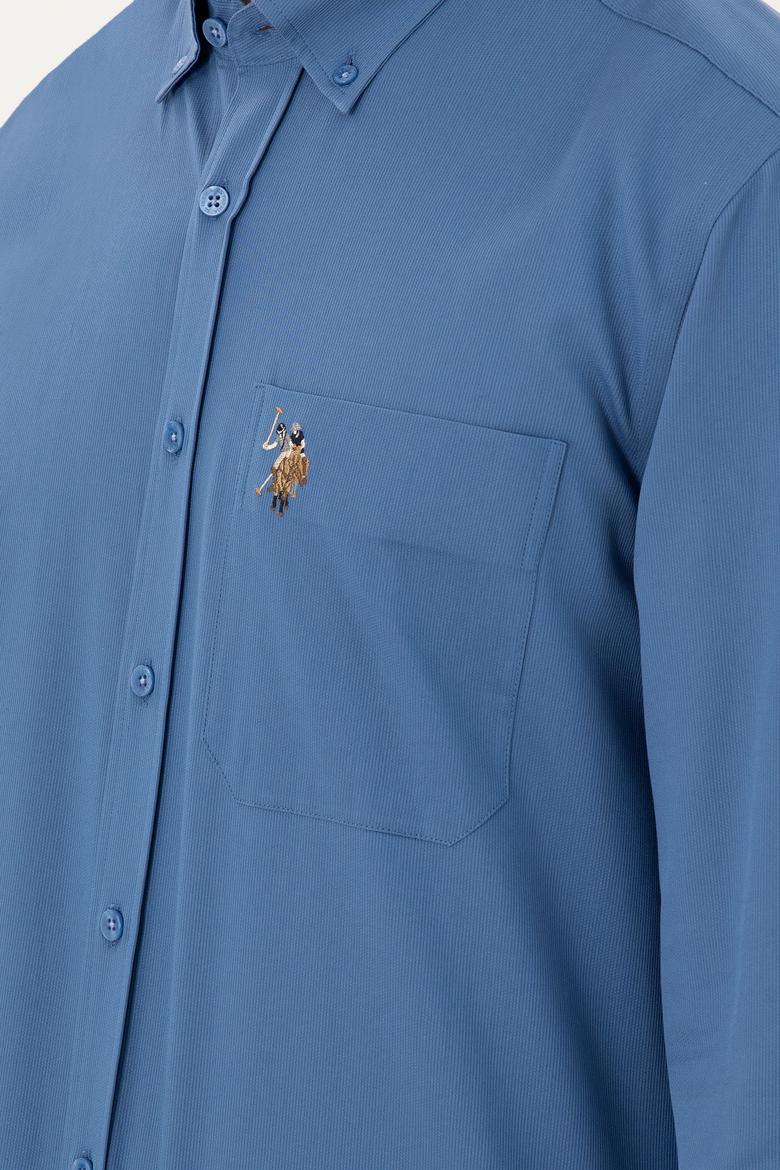 Erkek Saks Uzun Kollu Gömlek - 50291244016