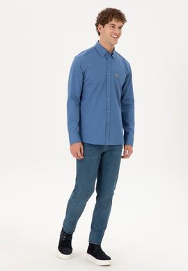 Erkek Saks Uzun Kollu Gömlek - 50291244016