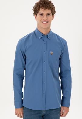 Erkek Saks Uzun Kollu Gömlek - 50291244016