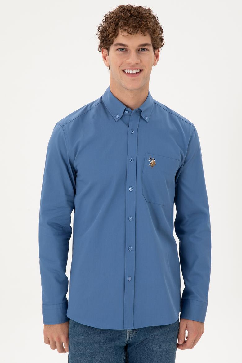 Erkek Saks Uzun Kollu Gömlek - 50291244016