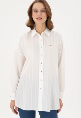 Kadın Beyaz Uzun Kollu Gömlek - 50289994006