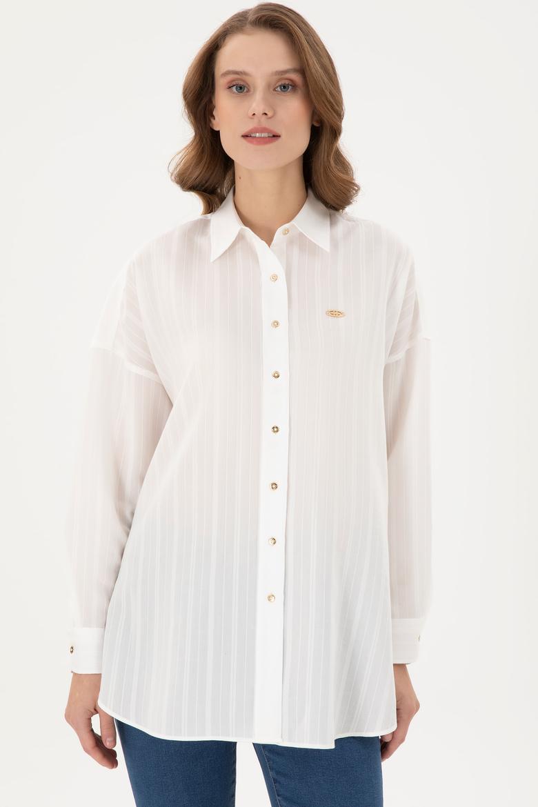Kadın Beyaz Uzun Kollu Gömlek - 50289994006