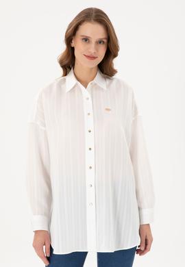 Kadın Beyaz Uzun Kollu Gömlek - 50289994006
